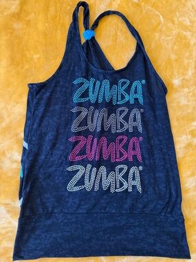 Zumba Fitness Vintage Tank with Teal, White & Pink Logos